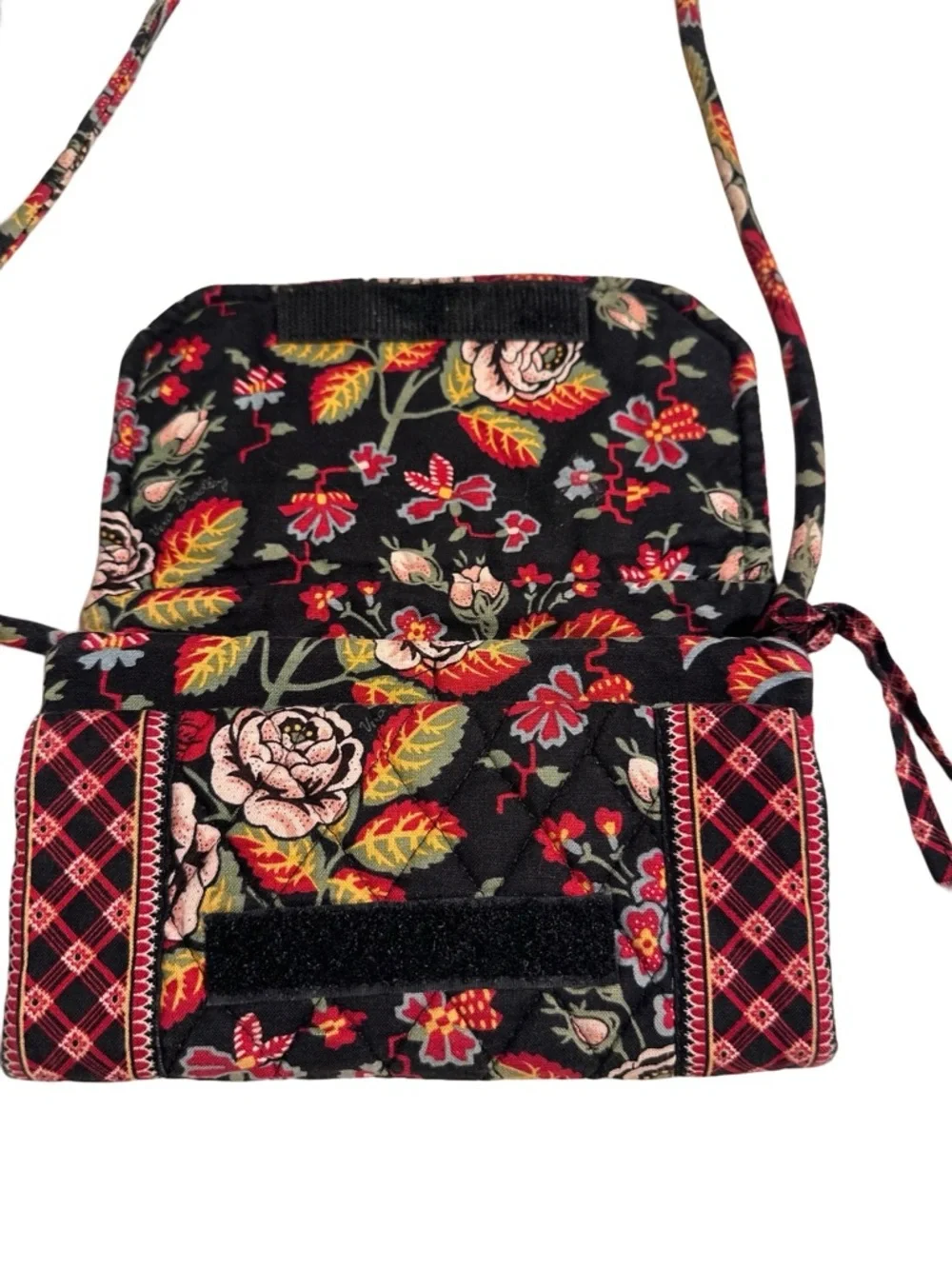 Vintage Vera Bradley Anastasia Floral Crossbody Black Red Roses Wallet Mini Bag - Picture 5 of 16